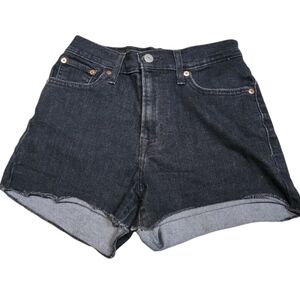 LEVI'S Women’s Black Hypersoft Raw Hem High Rise Cut Off Jean Shorts